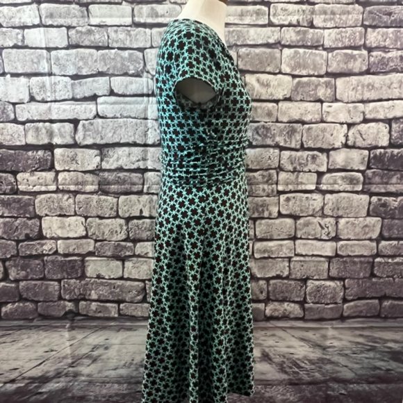 Harolds Brown & Aqua V-Neck Dress Size Small - Picture 8 of 10